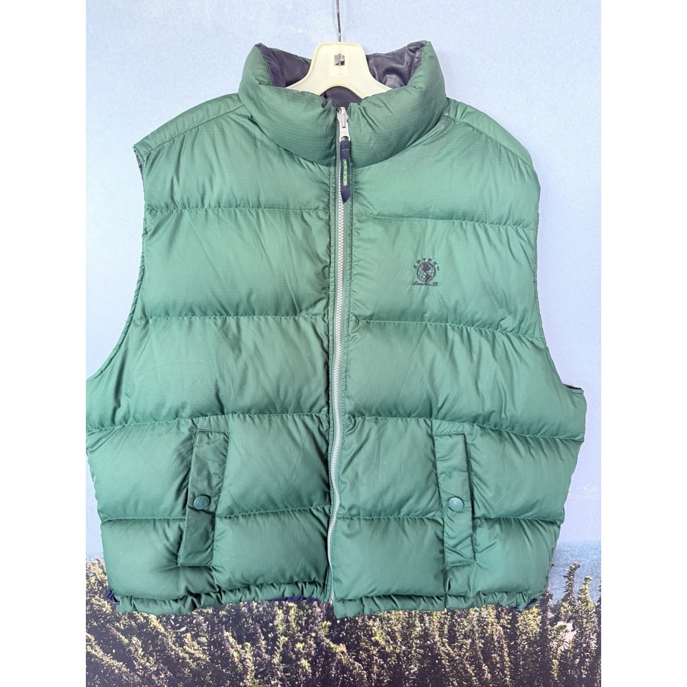 Eddie Bauer EBTEK Goosedown Navy Green Puffer Reversible Vest Men's XL Winter